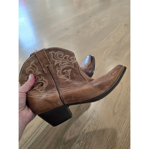 Bed Stu Shoes - Bed Stu Brown Leather Western Ankle Boots Pointed Toe Stitched Distressed Size 6
